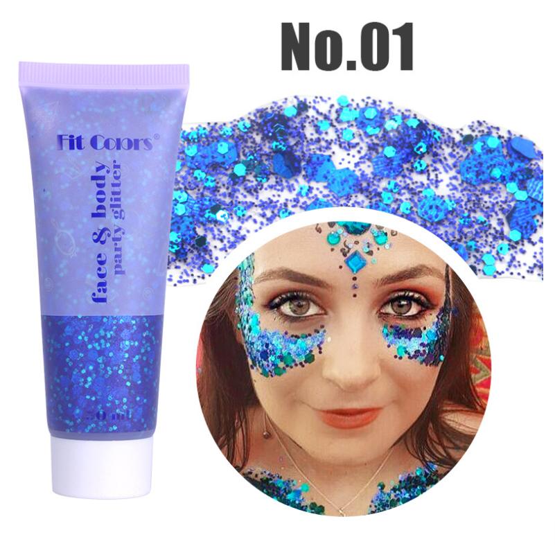 14 Farben Make-up Blaue Pailletten Flüssiger Lidschatten Flüssiges Bühnen-Make-up Gesicht Körper Glitter Heller Lidschatten
