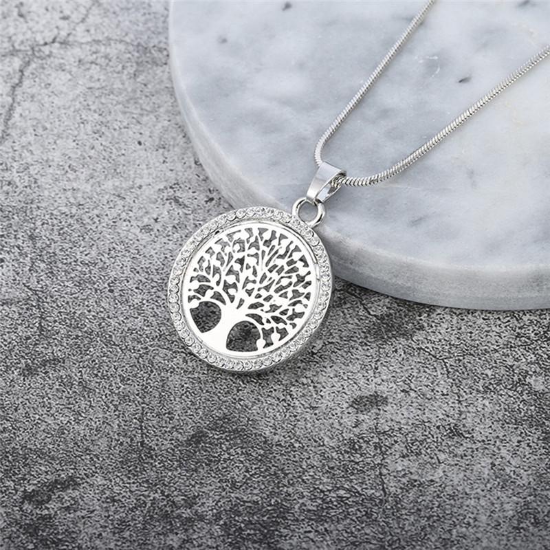 Heißer Baum des Lebens Runde Kleine Anhänger Halskette Gold Silber Farbe Bijoux Collier Elegante Frauen Schmuck Geschenke silber