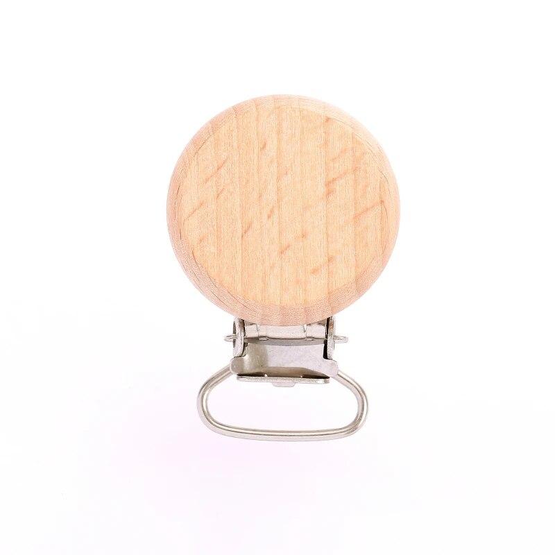 10 Stücke Holz Baby Schnuller Halter Metall Clip Buche Baby Schnuller Clips Kette Zubehör Holz Beißring Spielzeug BPA FREI 30x45mm