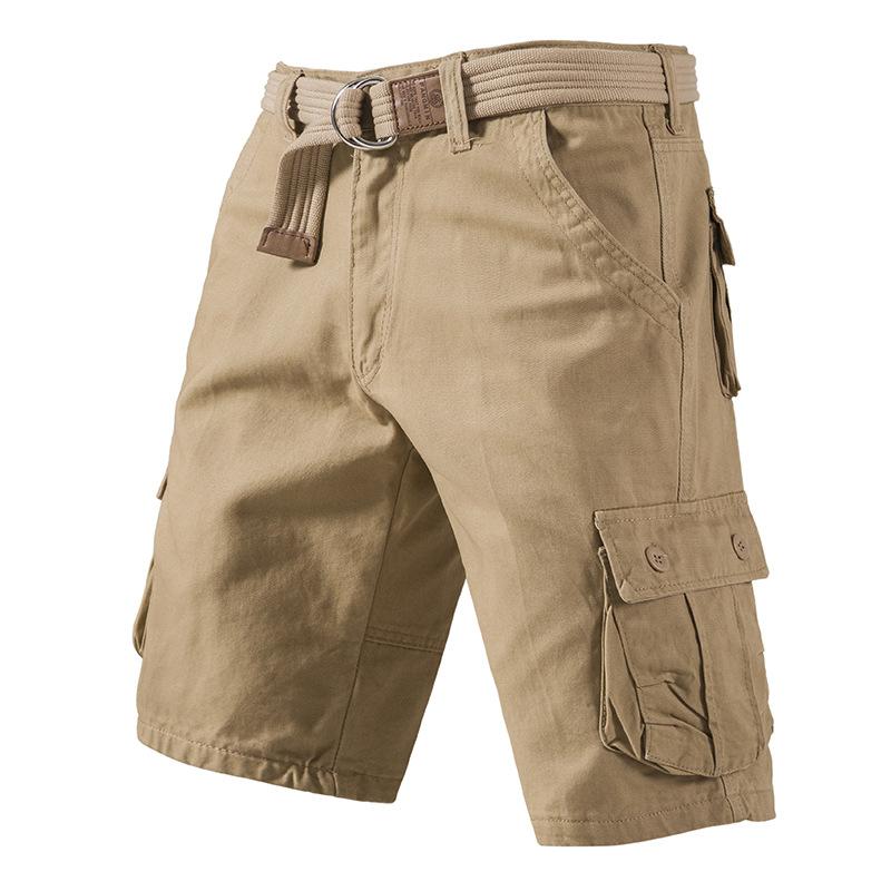 Herren-Arbeitshose, lässige Shorts mit Taschen, knielange Sommer-Sportshorts für Herren 7XL khaki