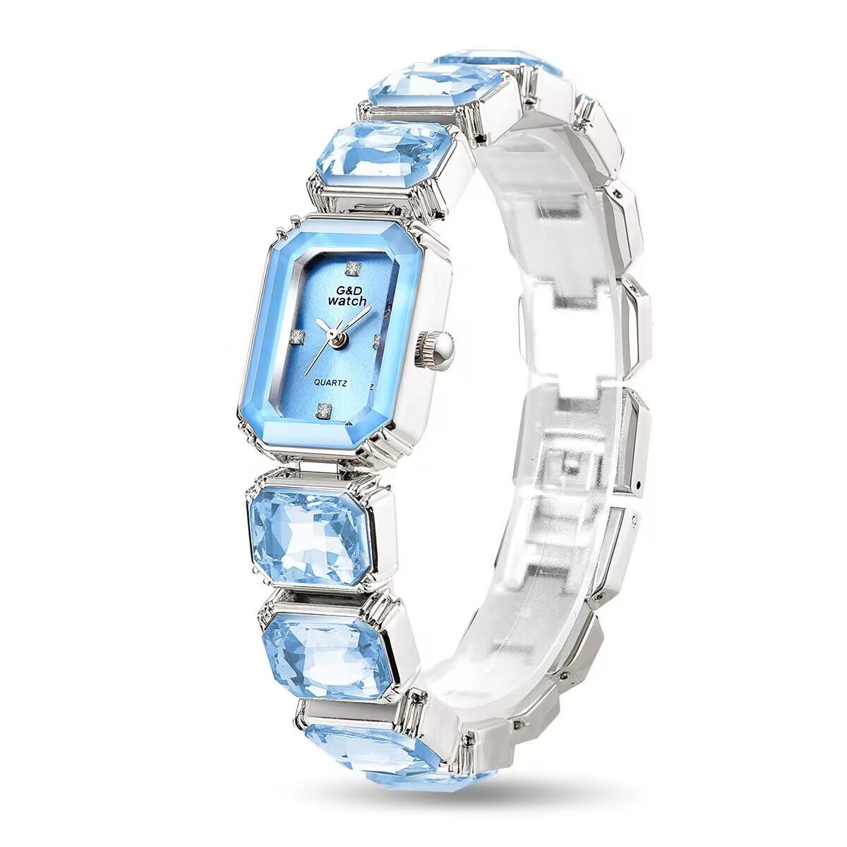 Brandneu 2025 Damenuhr Rosa Gold Blau Damen Damen Quarzwerk Quadratisches Rom Zifferblatt Damenuhren Luxus