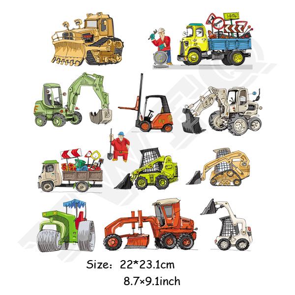 DIY Wärmeübertragung Aufbügelflicken Niedliche Cartoon-Autos Set Patch Für Kinder Kleidung T-Shirt Kleider