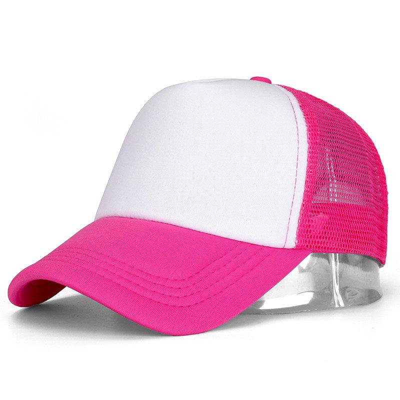 Unisex-Kappe, lässig, einfarbig, Mesh-Baseballkappe, verstellbare Snapback-Hüte für Damen und Herren, Hip-Hop-Trucker-Kappe 54cm-60cm rose rot/weiß