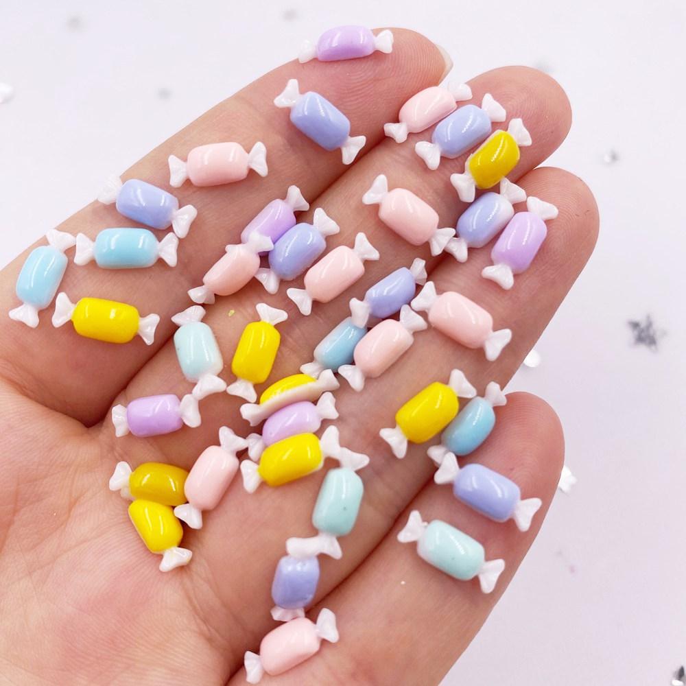 100 Stück Harz Kawaii bunte Mini süße Süßigkeiten Kunst Nägel Flatback Strass Applikationen DIY Scrapbook Dekor Zubehör Handwerk