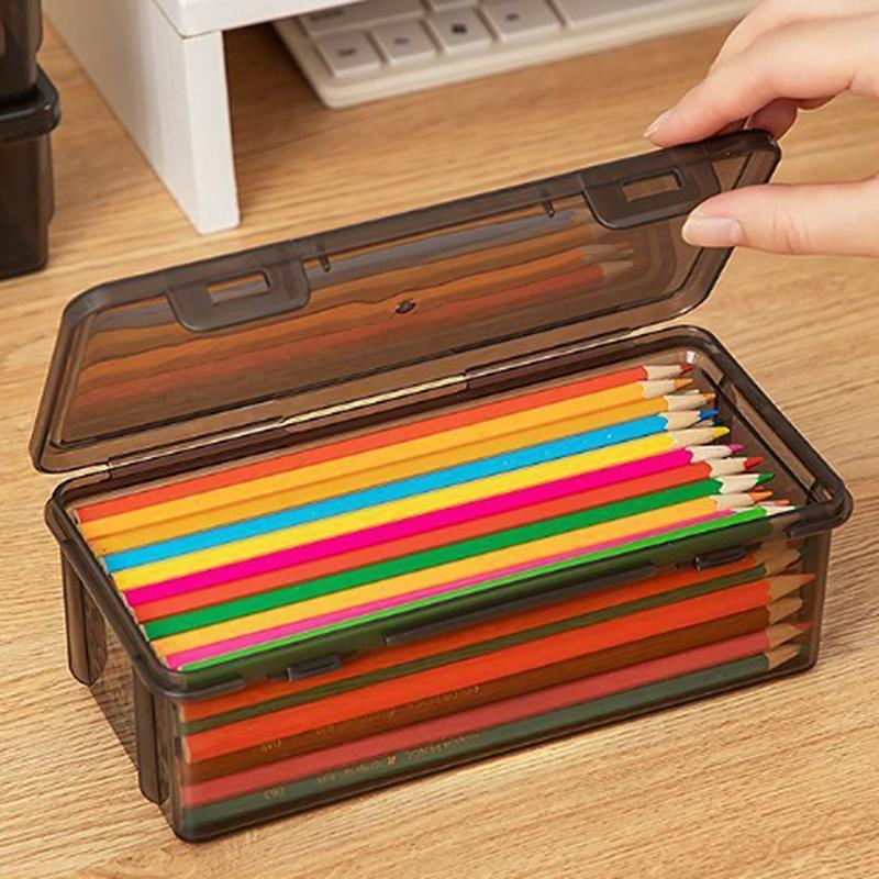 1/4 Stück Transparente Bleistiftbox Aufbewahrungsbox mit großem Fassungsvermögen Stapelbar Büro Schule Bleistiftmäppchen Zubehör Bleistiftaufbewahrung 1pc schwarz