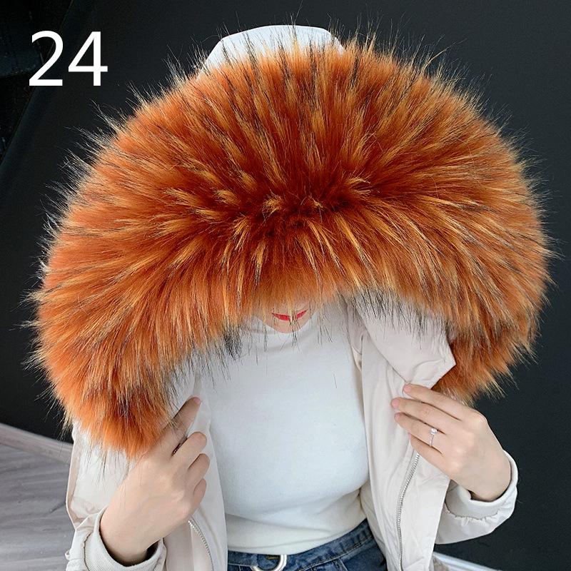 80 cm abnehmbare Accessoires Kapuze Pelz Dekor Faux Waschbär Pelz Schal Schal Mantel Jacke Pelzkragen 24