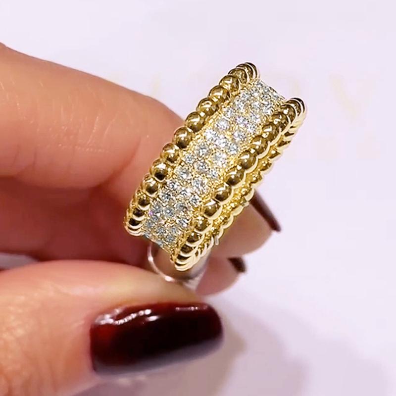 Huitan Bling Bling Versprechungsringe für Frauen Eheringe Accessoires Neuartiges Design Damenmode-Accessoires Partyschmuck Neu 6 brown