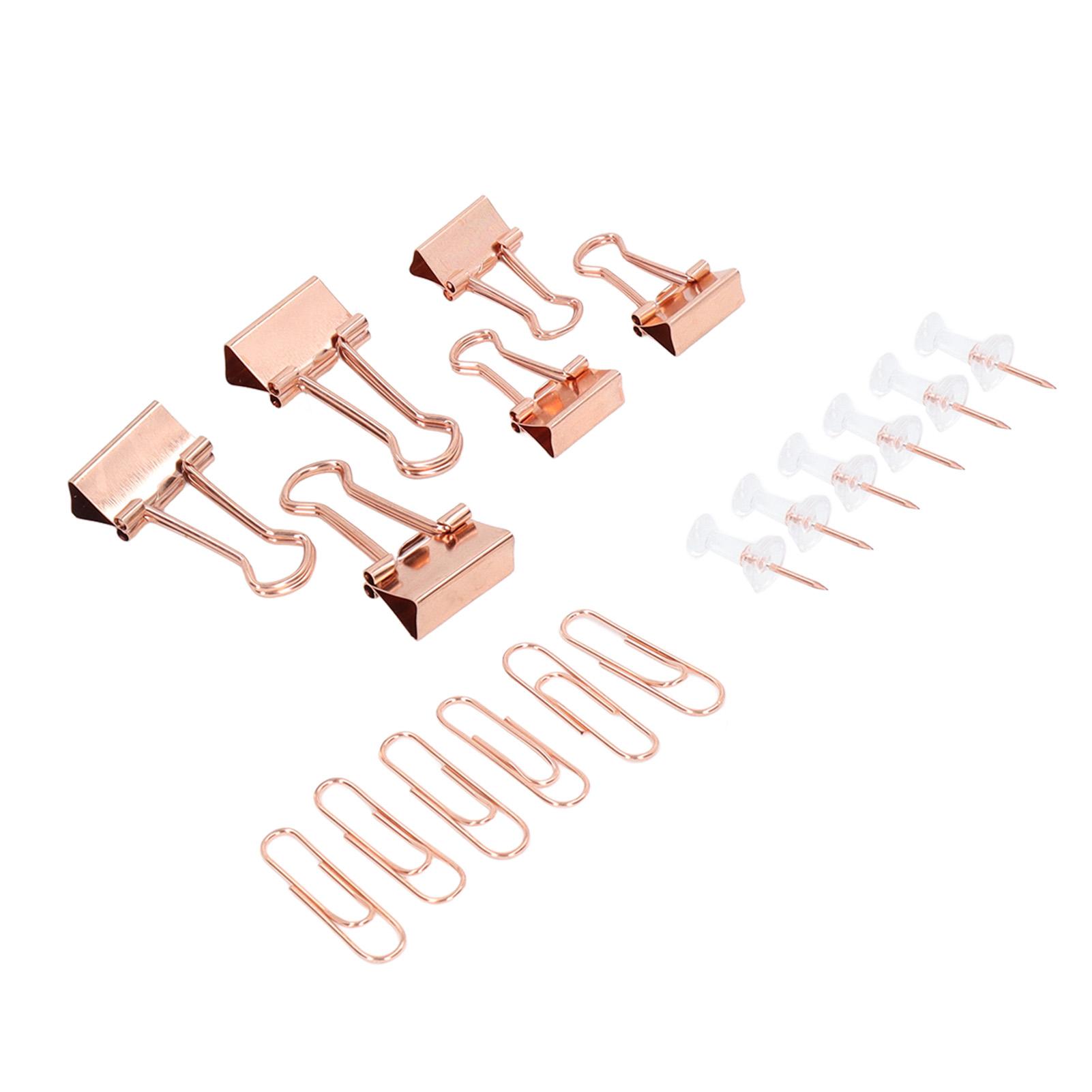 Büroklammern-Set Farbige Metall Rostschutz Reißnägel Büroklammern Binder-Sets Papieraufbewahrung Dekoration rose gold