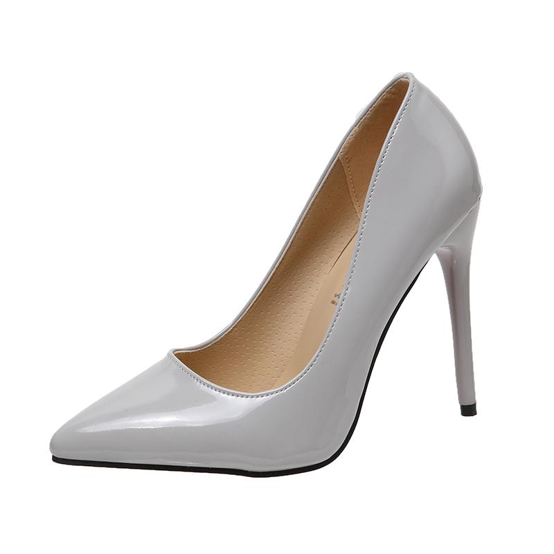 Mode High Heels Frauen 35-45 Plus Größe Frauen Schuhe Rot Dünne Stiletto Bankett Hochzeit Schuhe Sexy Spitz Damen Party Schuhe 45 graue