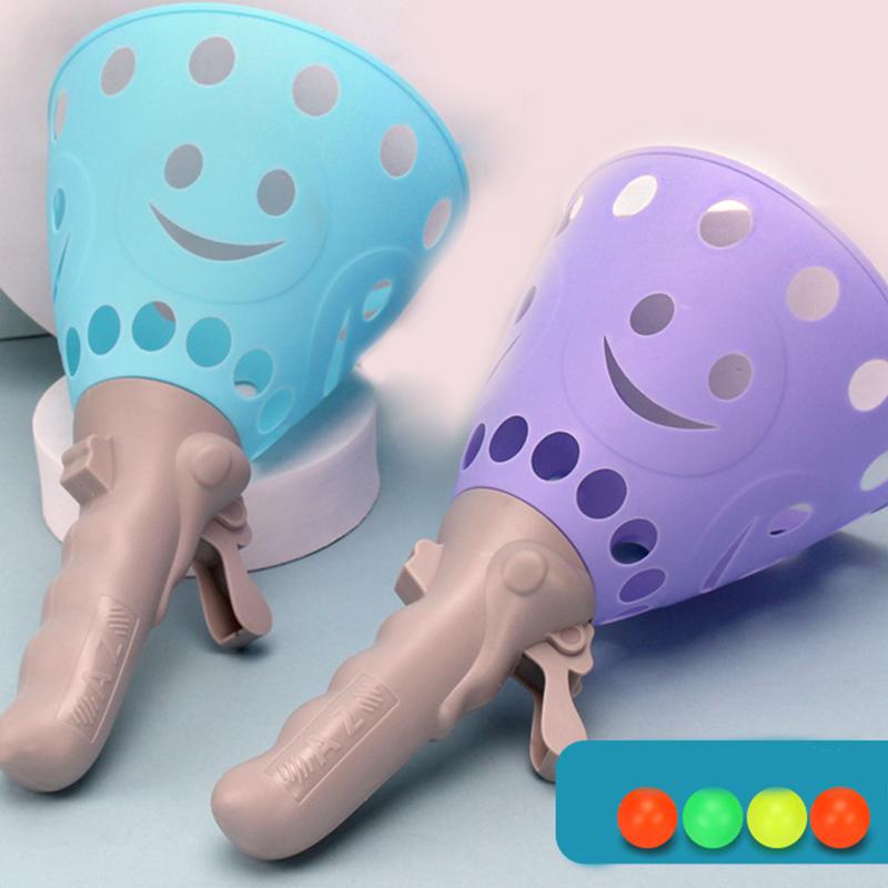 1 Paar Double Butt Ping Pong Ball Outdoor-Sportspiel Spielzeug Launch Throw Catch Ball Set Eltern-Kind Interaktiver Auswurfball