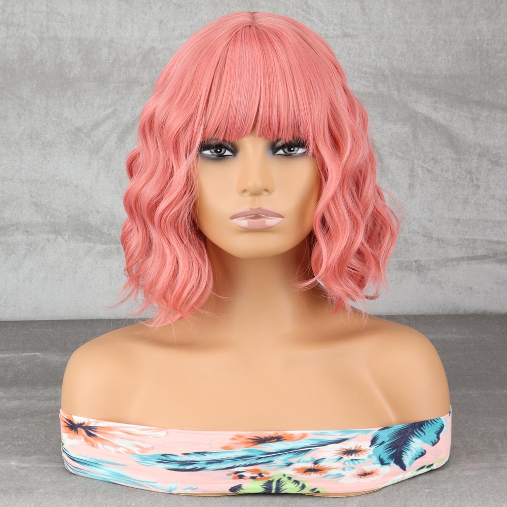 LISI HAIR Damen-Perücke, kurz, Kunstfaser, mit Pony, halb schwarz, halb weiß, Perücke, Halloween, Party, Cosplay, Lolita-Perücke China