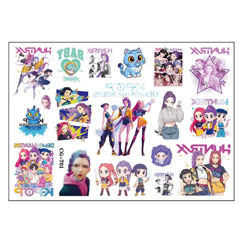 Niedliche Cartoon Kpop Dämonenjäger Temporäres Tattoo Anime Aufkleber Design Wasser Transfer Tattoo Aufkleber Lustige Partygeschenke