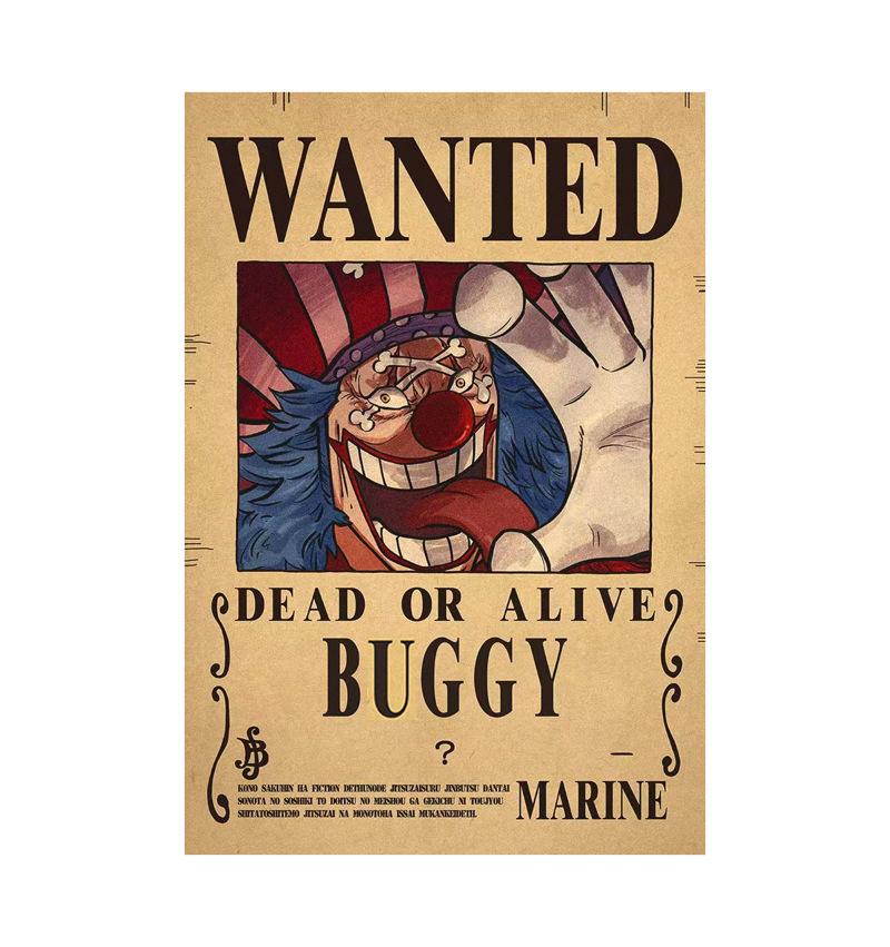 Anime One Piece Ruffy 3 Billion Bounty Wanted Poster Vier Kaiser Kid Actionfiguren Vintage Wanddekoration Poster Spielzeug clown schwarz/braun