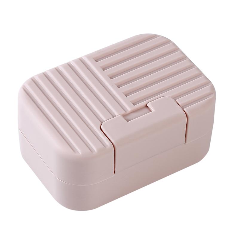 Nordische Seifenkiste, Teller, Teller mit Deckel, Schloss, versiegelt, für Reisen, Wandern, auslaufsicherer Behälterhalter, Aufbewahrungshülle für Zuhause, Dusche, Badezimmer rosa