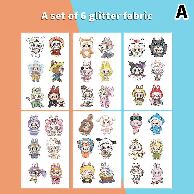6 Blätter/Set Cartoon Kawaii Labubu Temporäre Tattoo-Aufkleber Niedliche Kinder Wasserdichtes Tattoo Für Kinder Lustiges Geburtstagsgeschenk A