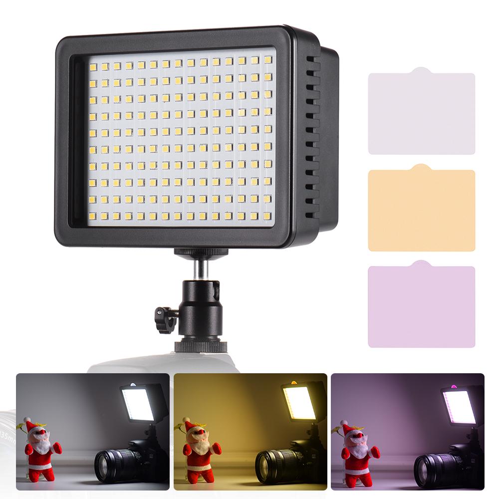 Pro LED-Videolicht-Fotografielampe 5600K für DSLR-Kamera-Camcorder schwarz