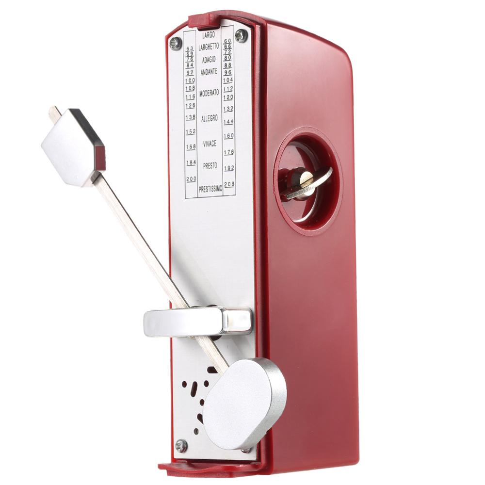 Tragbares mechanisches Mini-Metronom, universelles Metronom, 11 cm Höhe, für Klavier, Gitarre, Violine, Ukulele, chinesische Zither, Musikinstrument rot