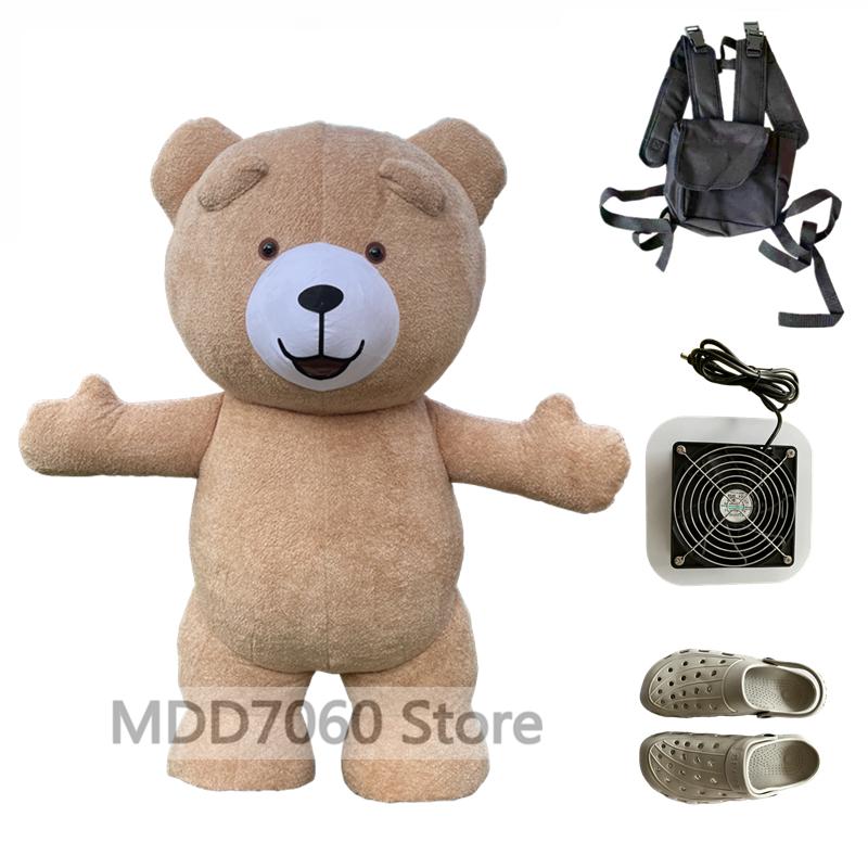Riesenpanda aufblasbares Kostüm Straße lustig Eisbär Maskottchen Kostüm Party Rollenspiel Plüsch aufblasbares Maskottchen Kostüm 200cm beige