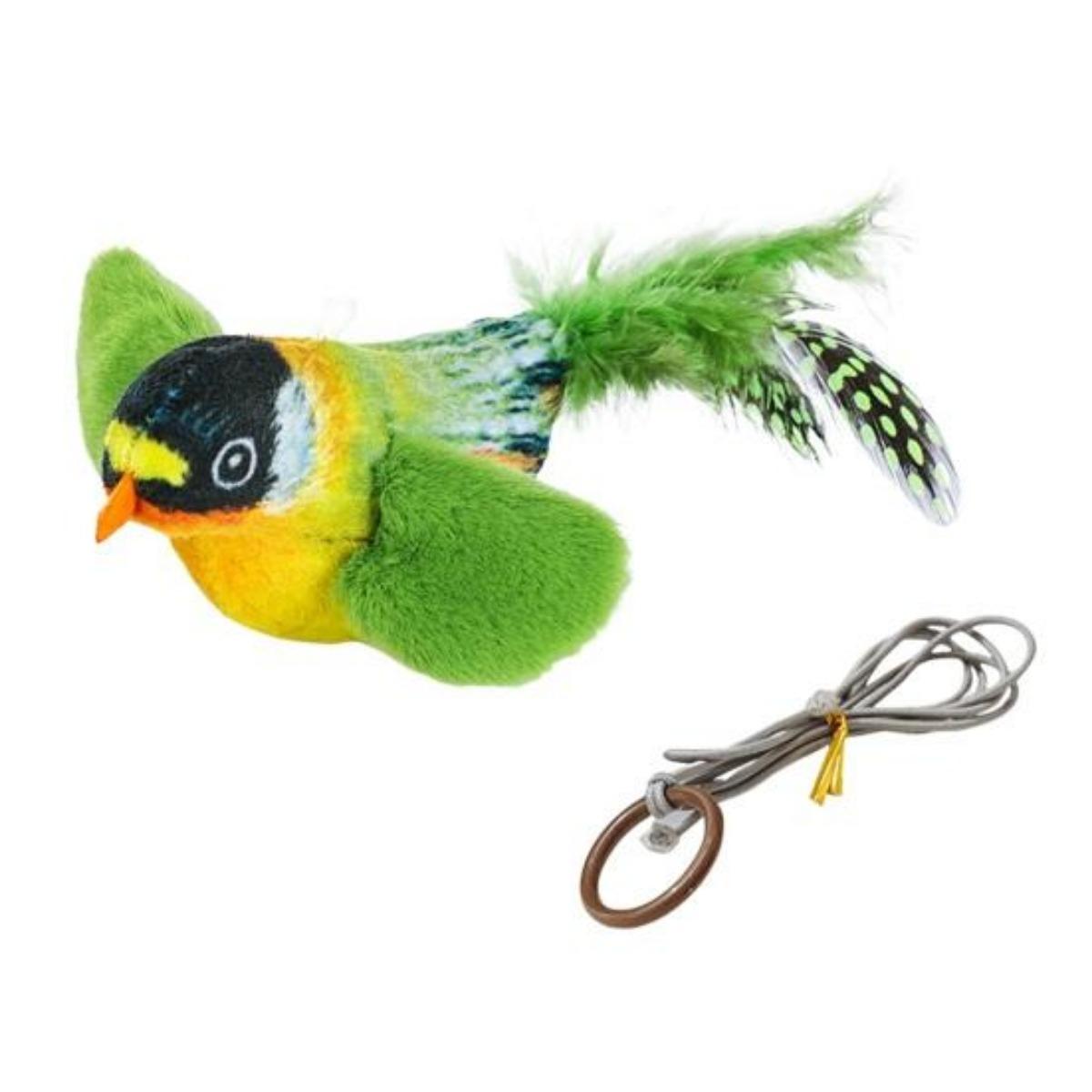 Zwitschern Vogel Katze Spielzeug Interaktive Flattern Flügel Plüsch Vogel Spielzeug Batterie Betrieben Stimulieren One Size grün