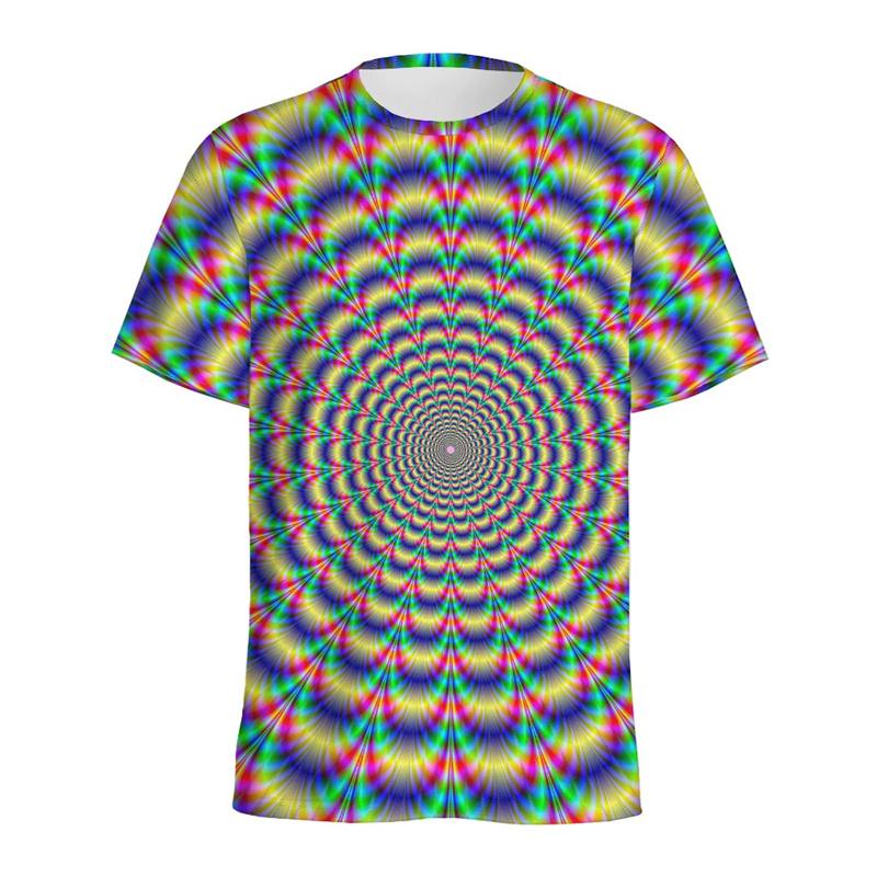 Sommer Schwindel Vortex 3D-Druck T-Shirts Streetwear Herrenmode Übergroßes O-Ausschnitt Kurzarm T-Shirt Tees Tops Kleidung 5XL