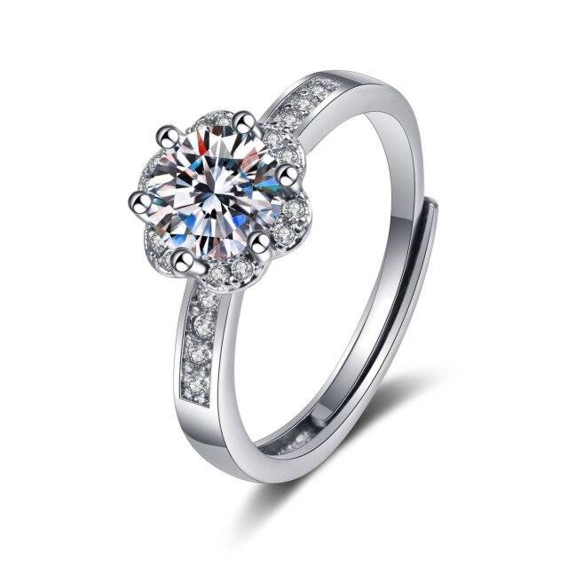 S925 Sterlingsilber Plattiert Eheringe Pflaume Modedesign Zirkonia Schmuck Verlobungsring Für Frauen Eheringe Resizable silber