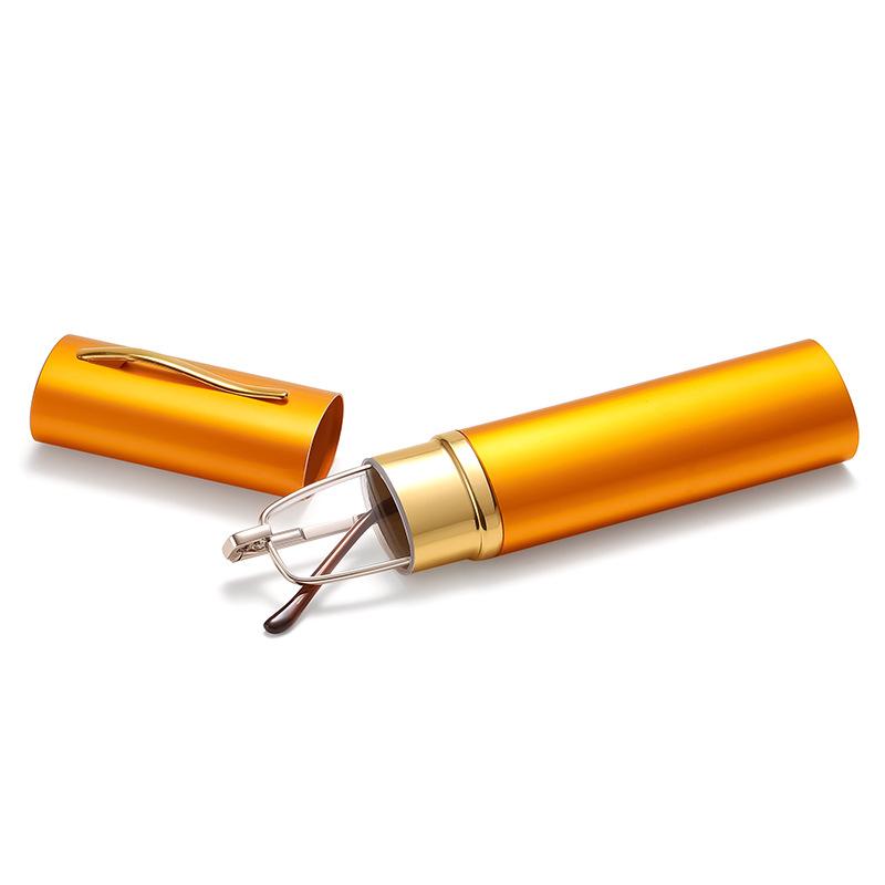 Stiftform, Federbeinetui, Mini, tragbar, kleiner Stifthalter, HD, modisch, Lesebrille, Unisex, Dioptrienpunkte + 1,0 + 1,5 + 2,0 + 2,5 + 3,0 + 3,5 + 4,0 +3.0 gold