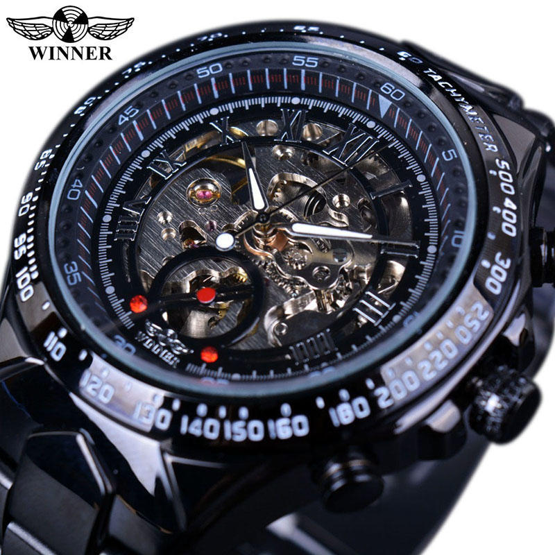 Gewinner Mechanische Sport Design Lünette Goldene Uhr Herrenuhren Top-marke Luxus Montre Homme Uhr Männer Automatische Skeleton Uhr