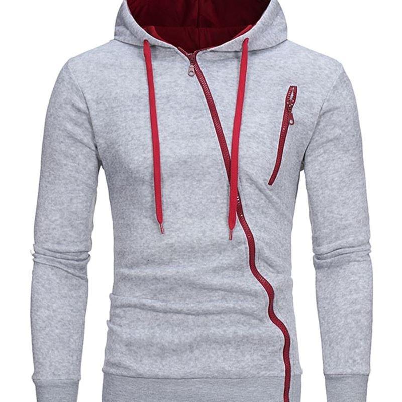 Herrenmode Oberbekleidung Täglich Casual Sport Kapuzenjacken Reißverschlussjacken M licht grau