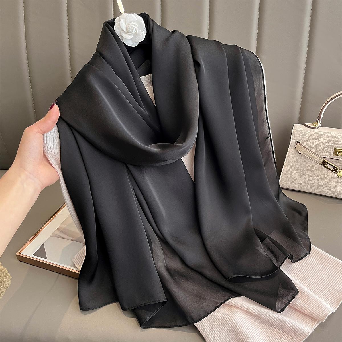 Luxusmarke Sommerschal aus reiner Seide für Frauen, lang, groß, weich, Wickeltuch und Schals, Bandana, Strand, Hijab, Kopftuch, weiblich, Foulard One Size