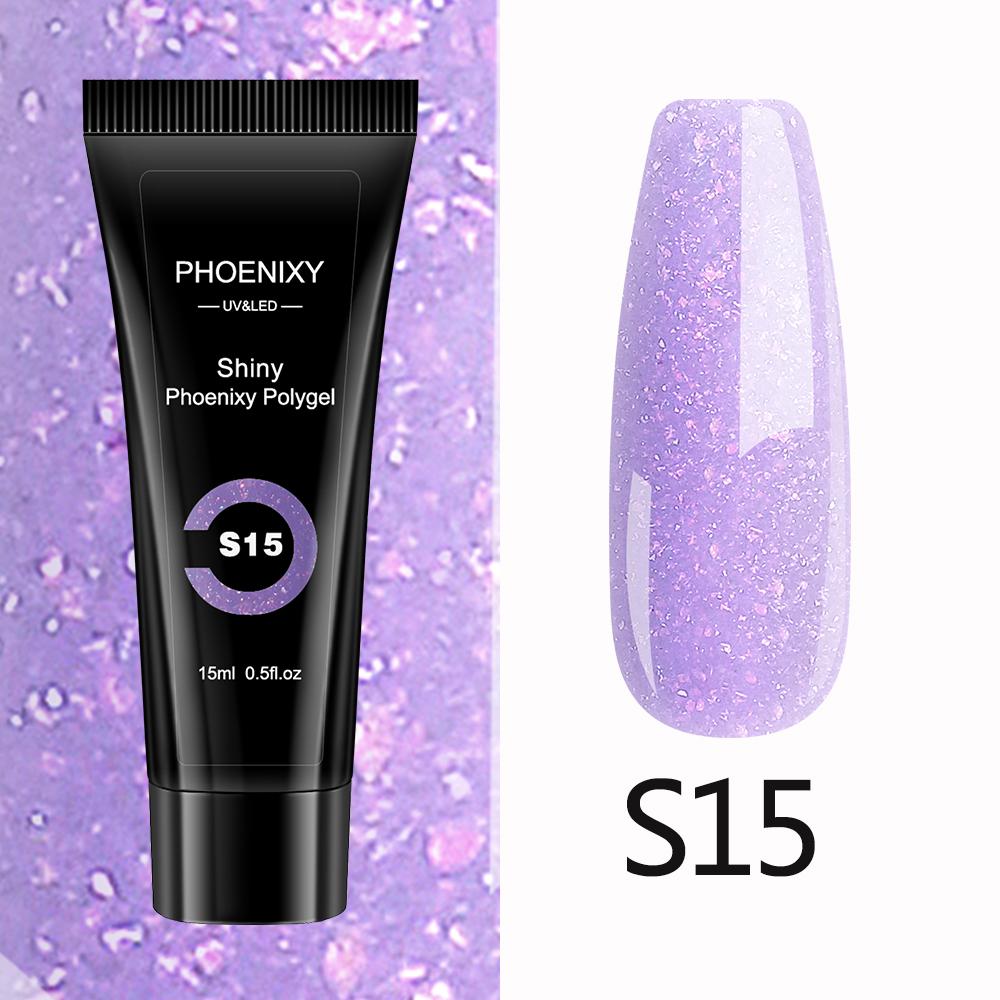 PHOENIXY Poly Gel UV LED Builder Gel Lack 15 ml Nagellack Set für Nail Art Schnellaufbau UV Gel Nagelverlängerung Design Maniküre 2045