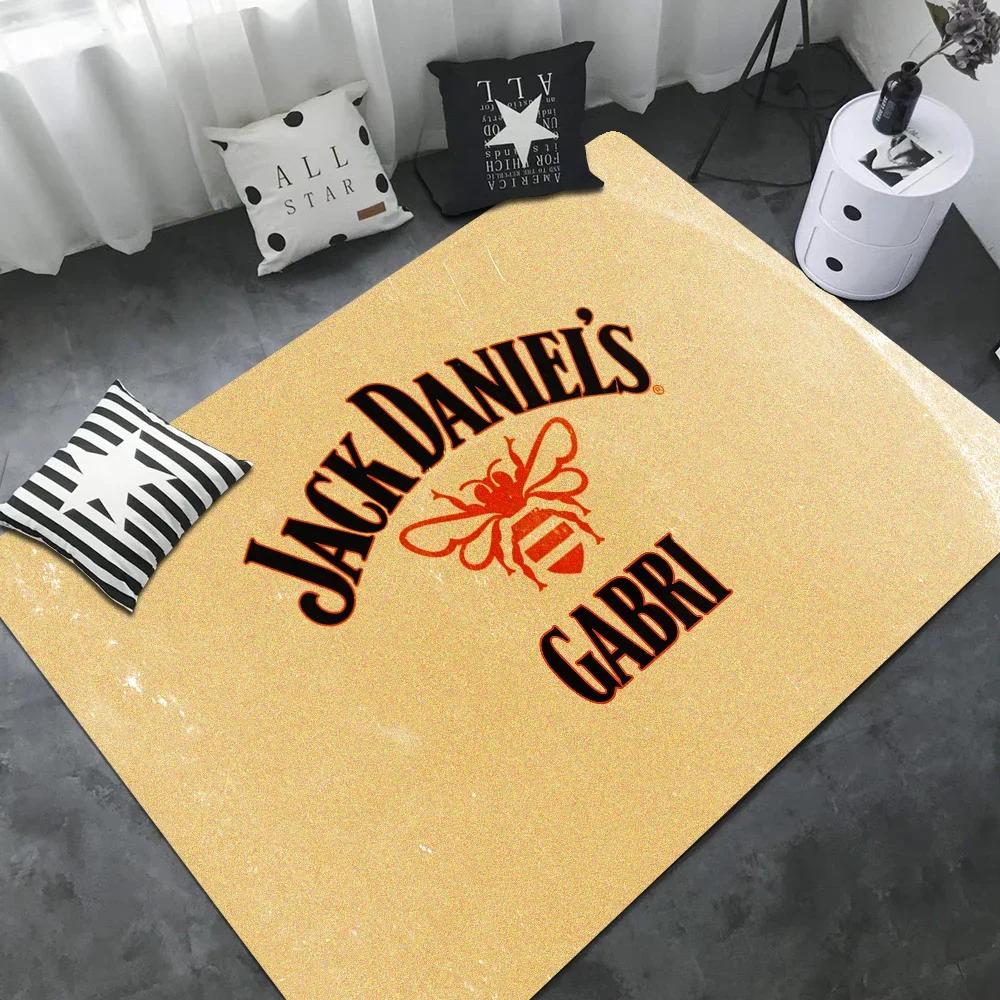 J-Jack-Daniels Whisky Muster Raummatten Waschbar Rutschfest Wohnzimmer Sofa Stühle Bereichsmatte Küche Alfombra 50x80cm