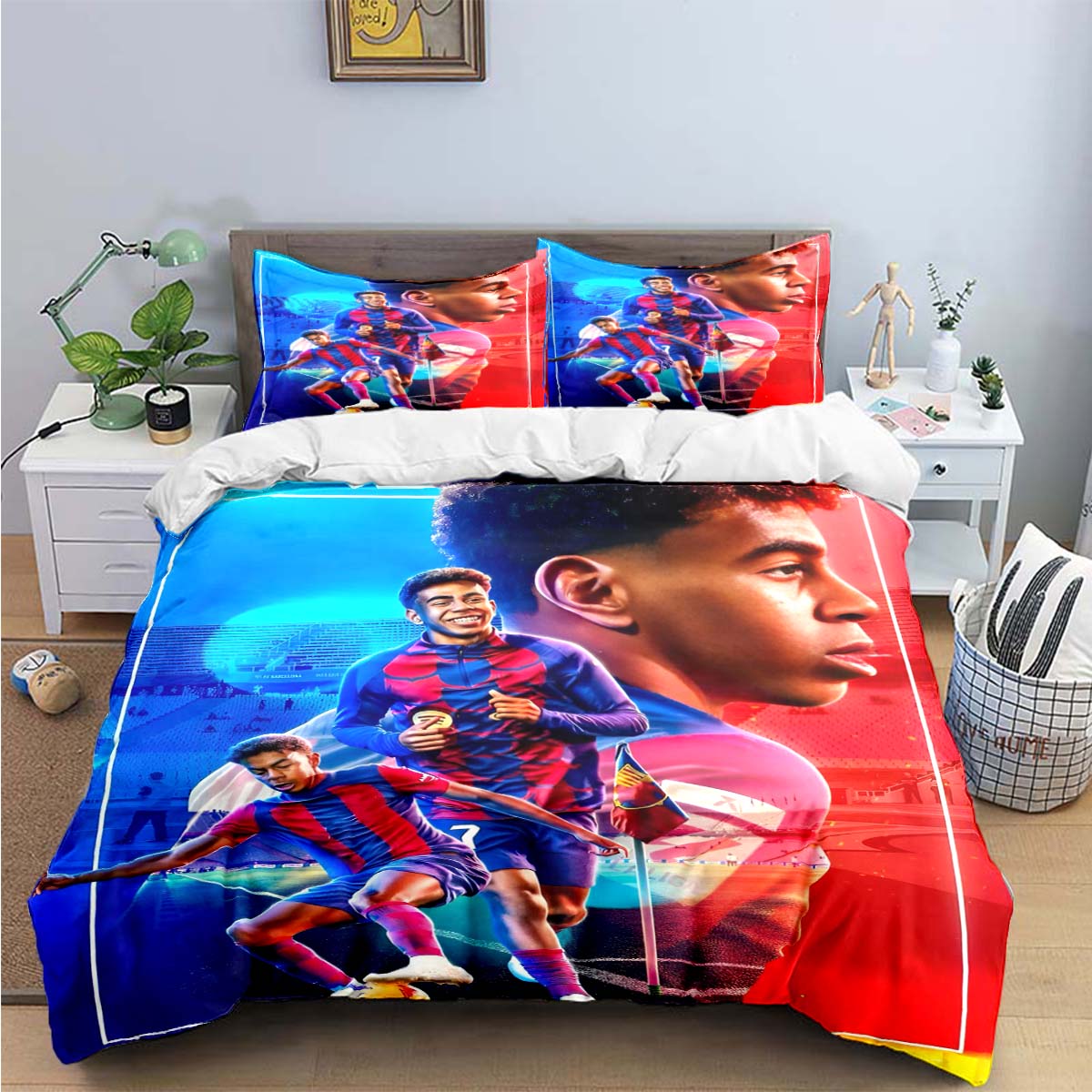 Spanien Fußball Zenozoikum Star L-Lamine Y-Yamal Bettwäsche-Sets Bettwaren-Set Bettbezug Bettdecke-Set Bettwäsche-Set Geschenk EU King(240*220cm)3pcs