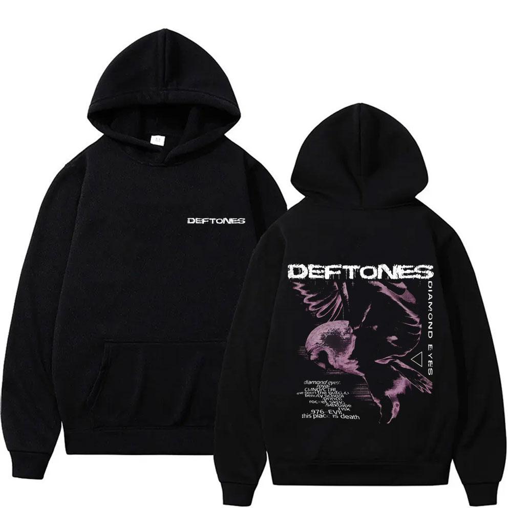 Deftones Diamond Eyes Album Grafik Hoodie Herren Damen Retro Gothic Rock Streetwear Männlich Lässig Fleece Baumwolle Übergroße Hoodies XL schwarz