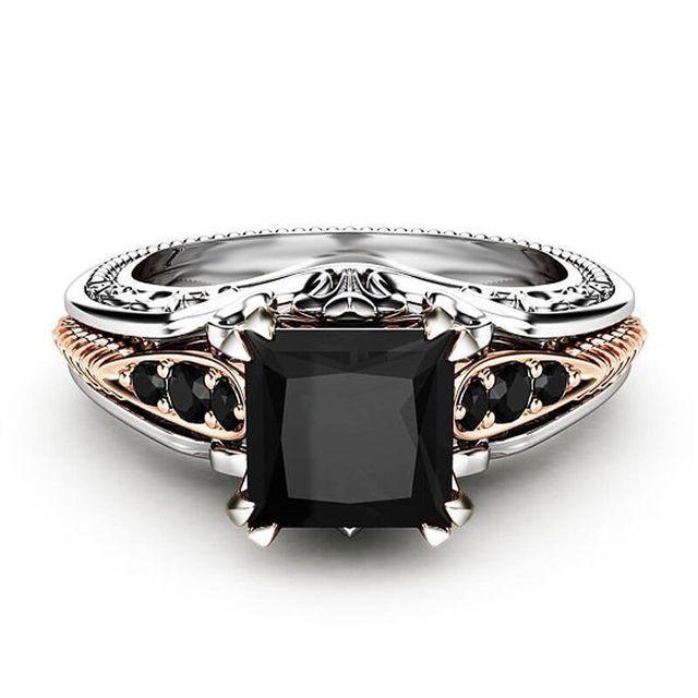 925 Silber Natur 1 Karat Diamant Schmuck Prinzessin Frauen Obsidian Topas Edelstein Silber Schmuck Femme Ringe 9 schwarz