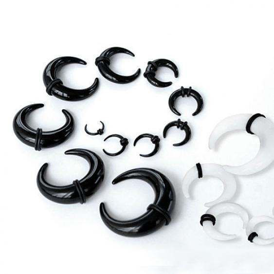 1 Stück Acryl Crescent Taper Flesh Tunnel Ohrdehner Expander Buffalo Hanger Ohrring 14 schwarz