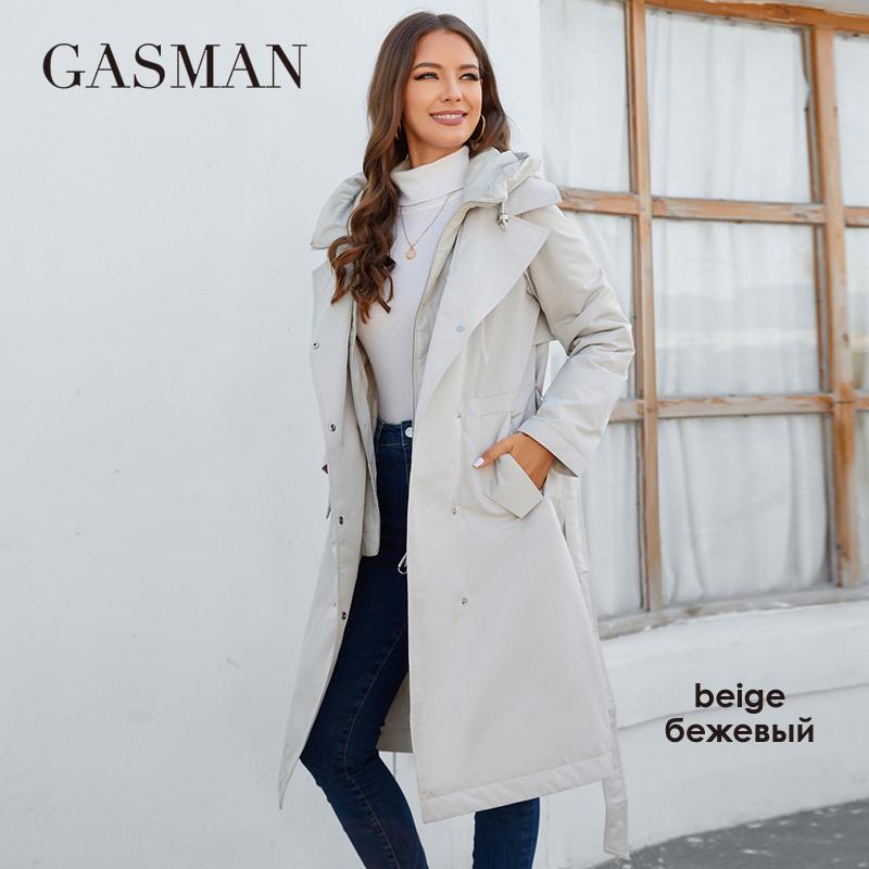 GASMAN 2023 Marke Mode frauen frühling Unten jacke Herbst Frauen Mantel Lange parka frauen jacken weibliche Dünne Baumwolle 8356 S beige