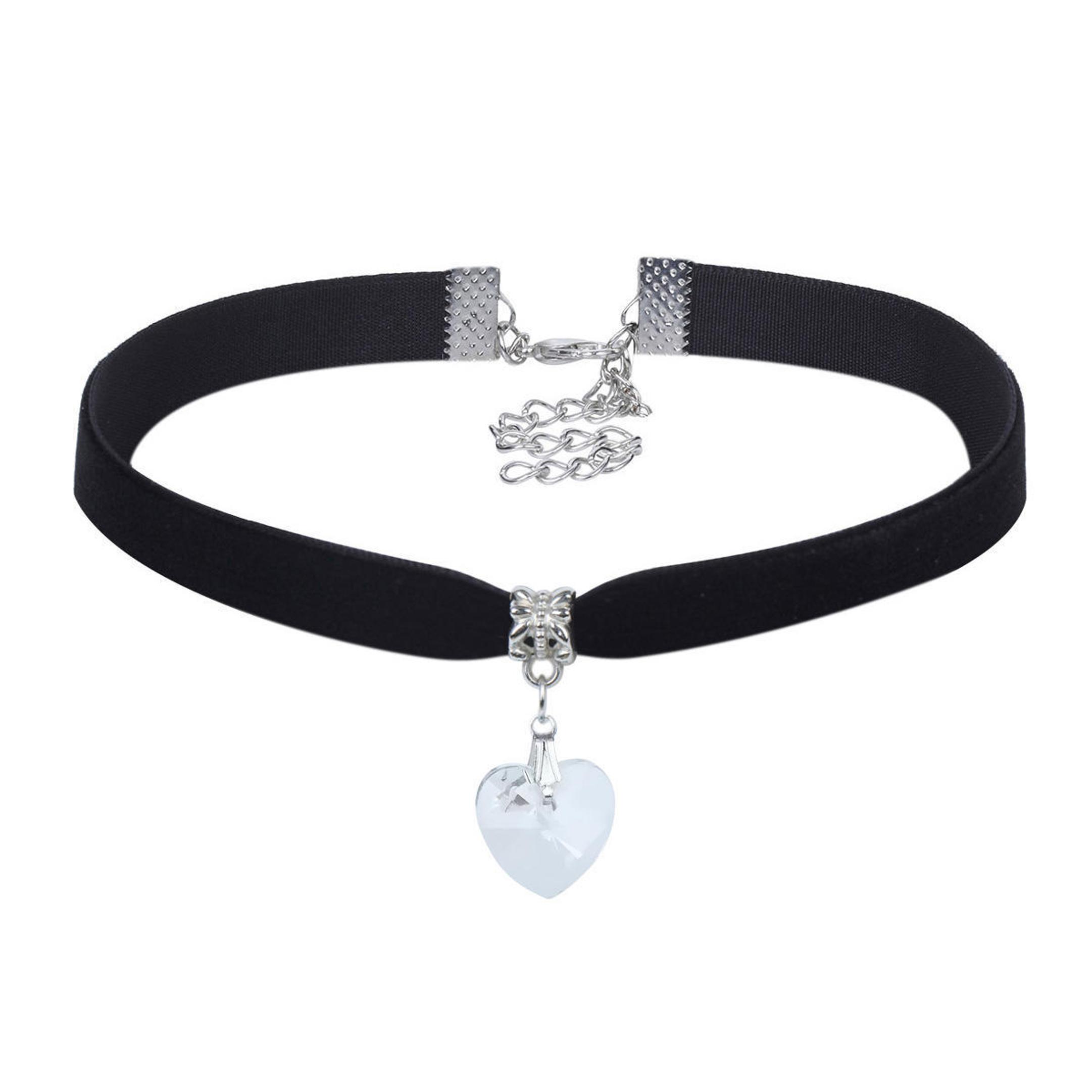 Trendige Choker-Halskette aus Samt, Punk-Retro-Gothic-Halskette für Damen weiß