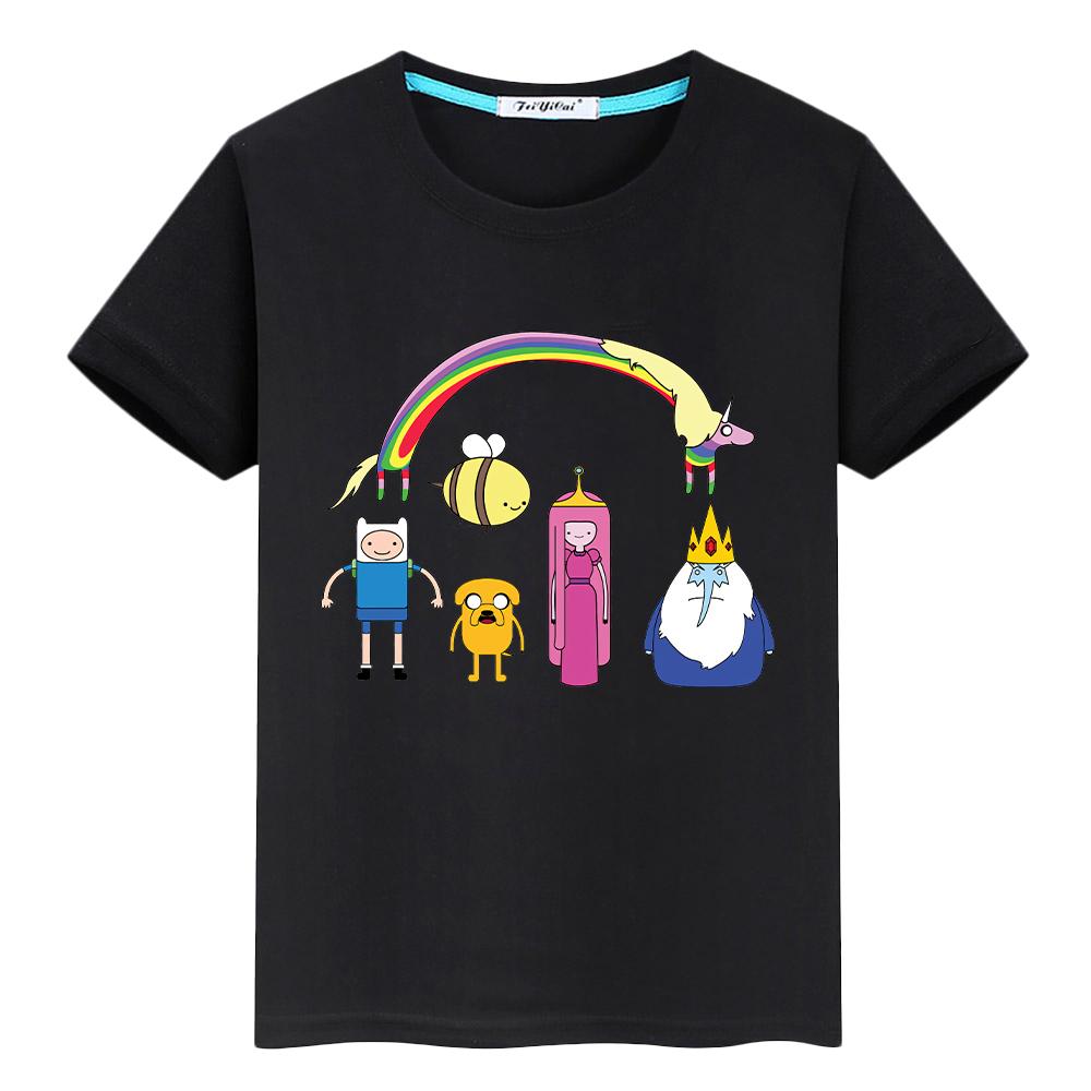 Adventure Time T-Shirt für Kinder Jungen 10 Jahre 100% Baumwolle Anime Kurze Oberteile Pride T-Shirt Y2K Kleinkind Mädchen Kleidung Kinderkleidung Mädchen 100 black