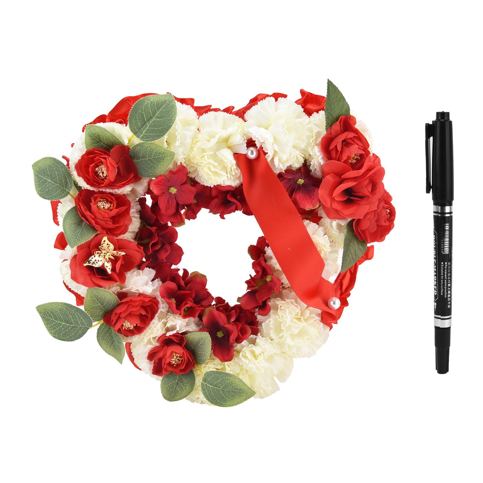 Künstliche herzförmige Kränze Hochzeitskränze Kunstblumen Dekoration für Hochzeitszeremonie rot