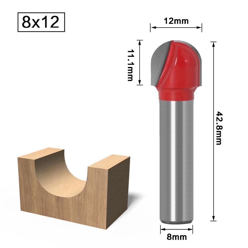 1/5 stück 8mm Schaft Doppel Kanten Holz Router Bit Wolfram Hartmetall Cove Box Router Bit Holzbearbeitung Fräser 8*12 rot