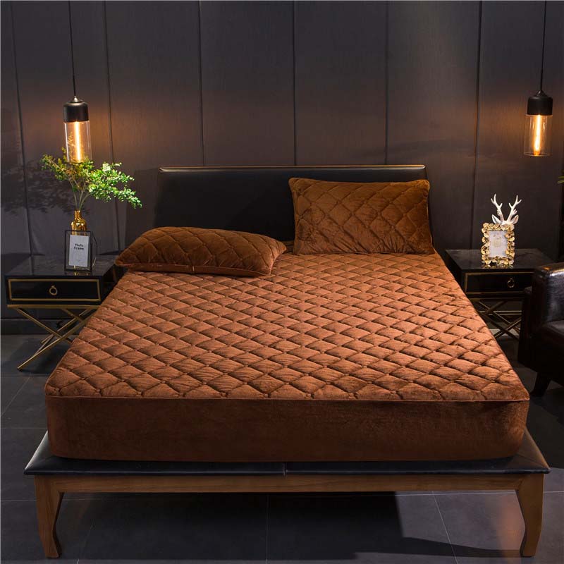 Samtverdickter, gesteppter Matratzenbezug, einfarbig, gestepptes Bett, Spannbetttuch, Queen-Size-Bett, Doppelbettbezug, ohne Kissenbezug 180x200x30cm