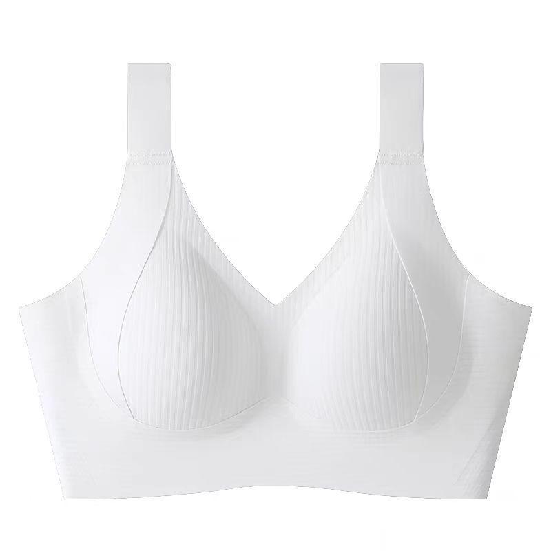 Europäische Größe Damen Übergröße Nahtlose BHs Push-Up-BHs für große Brüste Maillardfarbene Tanktop-Unterwäsche XL weiß