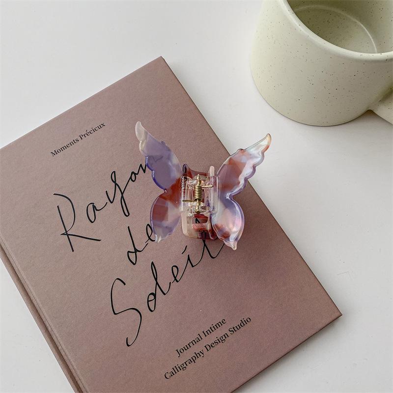 Neue Vintage Acetat Schmetterling Haar Klaue Pferdeschwanz Clip Barrettes Süße Fee Unregelmäßigen Bogen Haar Clip Krabben Haarnadeln Frauen Haar Zubehör Kopfbedeckungen violett