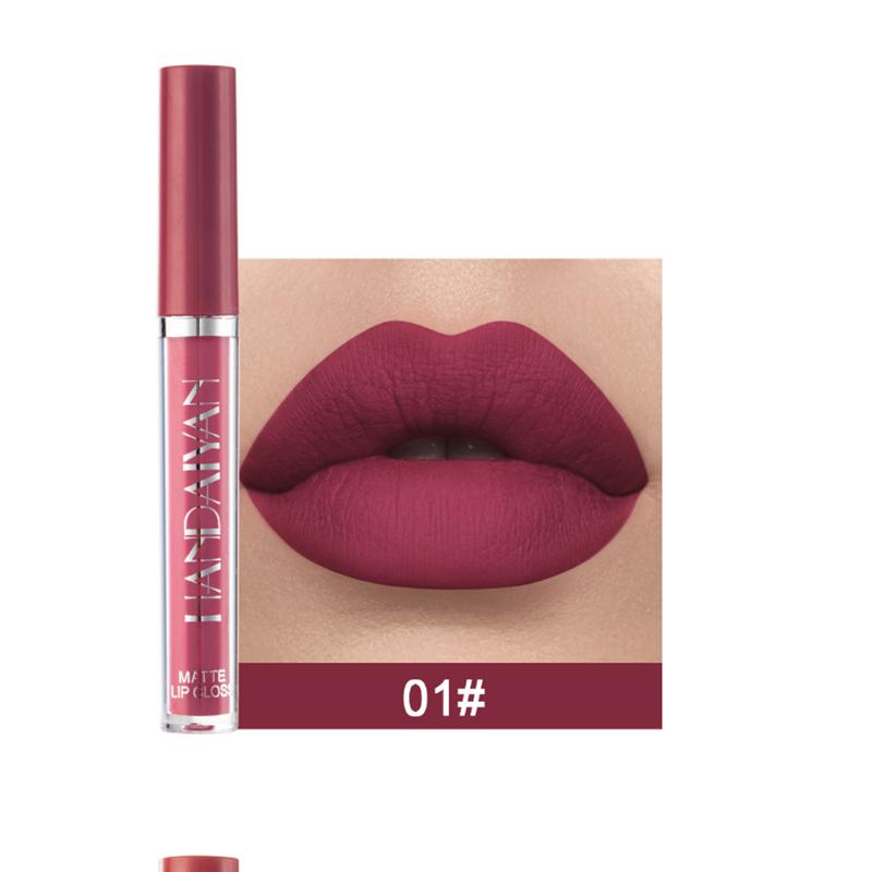 Samtiger Lippenstift in 12 Farben, matter flüssiger Lippenstift, wasserfester und lang anhaltender Lipgloss, nicht klebende, feuchtigkeitsspendende Formel, Lip Glaze, ideales Geschenk für Frauen 01