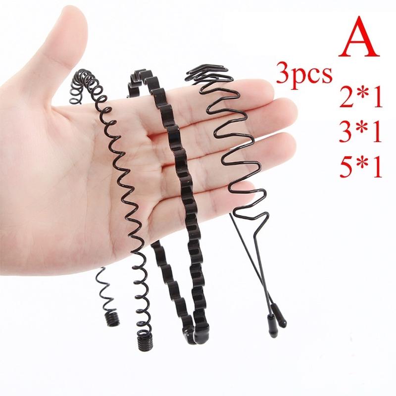 5 teile/satz männer Mode Haar Hoop Metall Stirnband Band Schwarz Haar Bewegung Kopf Hoop Kopf Schnalle A-3pcs