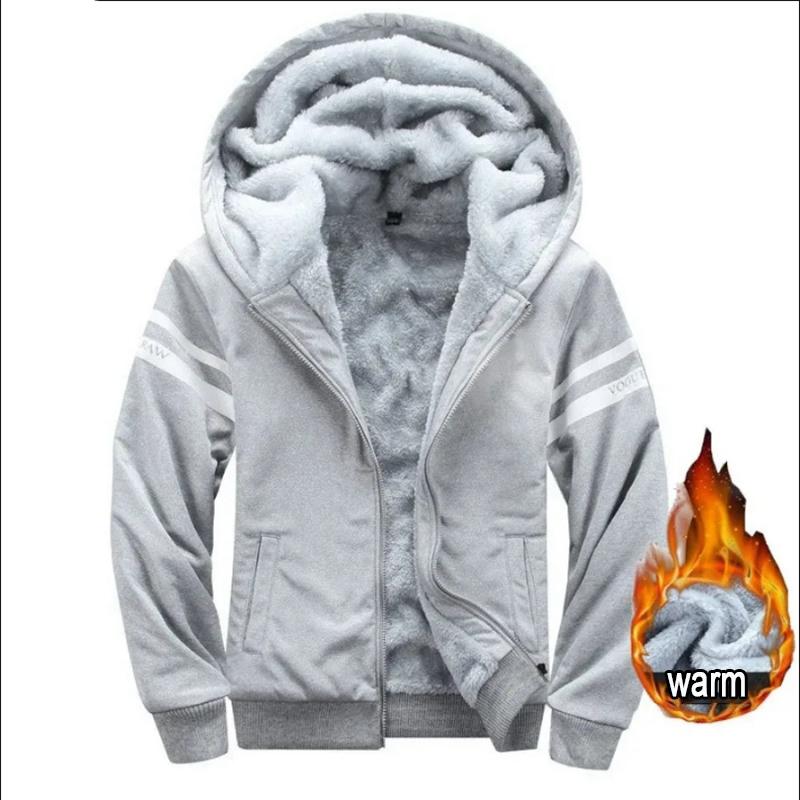Herbst Winter Herren Warme Kapuzenjacke Sweatshirt Mode Herren Langarm Reißverschluss Kapuzenpullover Herren Thermo Top Jacke XXXXL graue