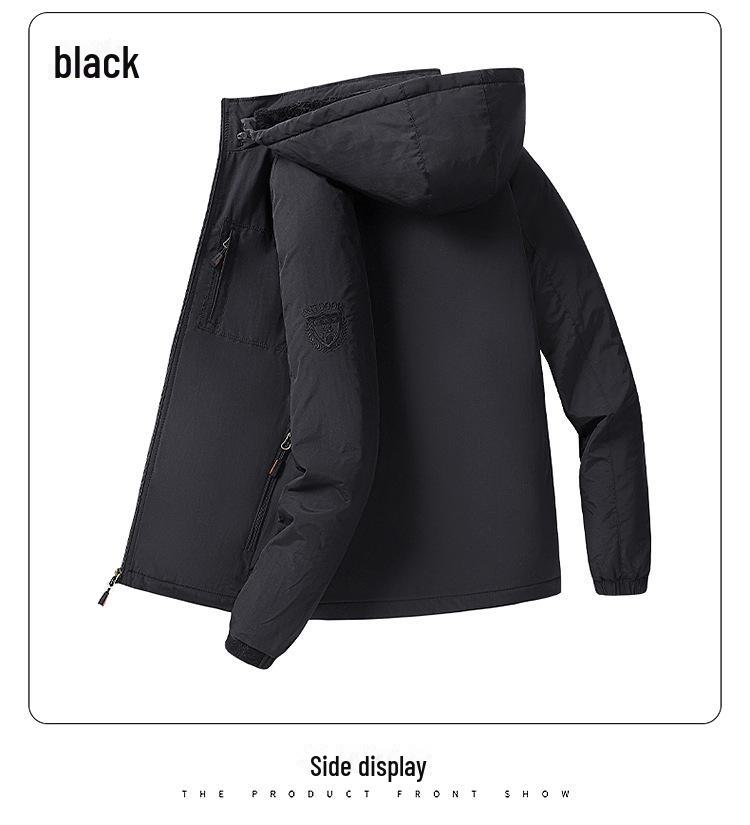 Wasserdichte, atmungsaktive Herrenjacke in Übergröße – mittellang bis lang, dicker Samt für Outdoor-Bekleidung im Herbst und Winter XL schwarz