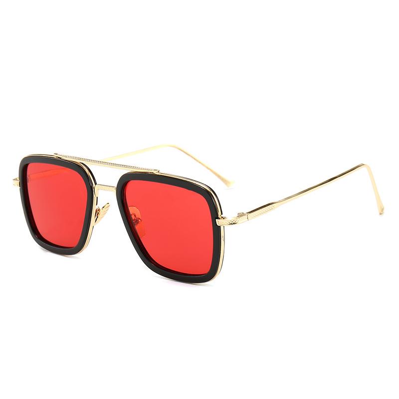 Neue Mode Großen Rahmen Sonnenbrille Männer Platz Metall Sonnenbrille Frauen Retro Sonnenbrille Vintage Hohe Qualität 8
