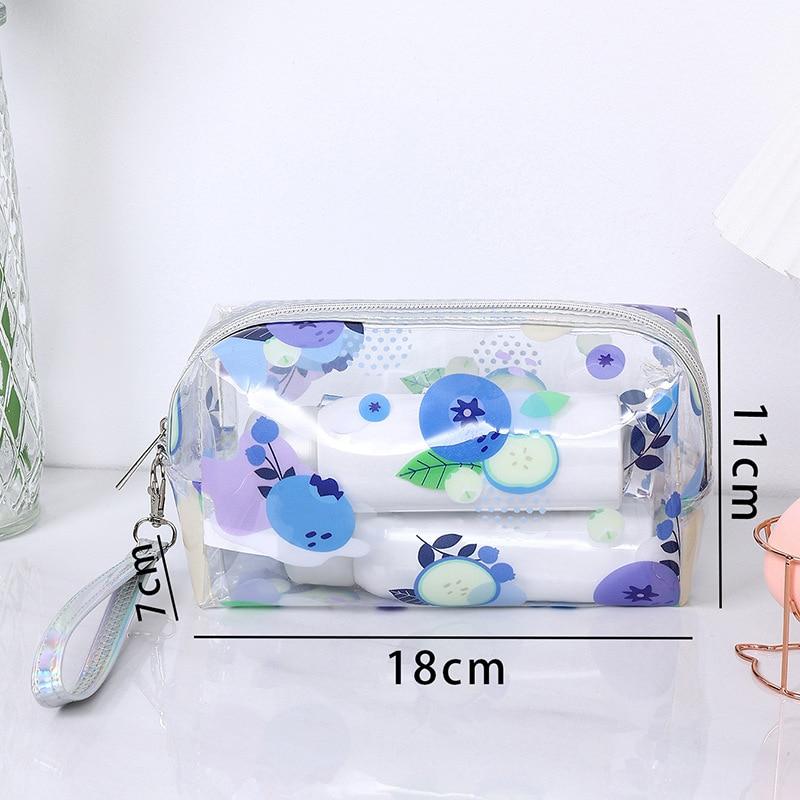Erdbeere Schmetterling Obst Druck Klare Make-Up Tasche Mode Transparent Reise Mode Waschen Lagerung Taschen Frauen PVC Kosmetik Tasche