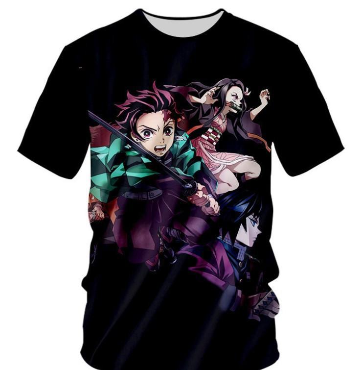 Sommer Neue Ghost Slayer Serie Kinderbekleidung 3D Farbdruck Lässig Modisch Bequemes Kurzarm T-Shirt 160